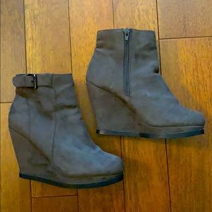 Dark Gray Wedge Booties